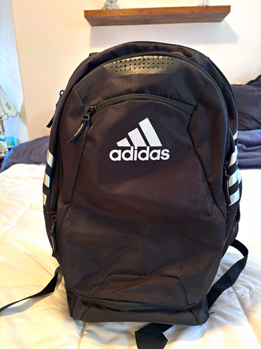Adidas black backpack white - backpack,